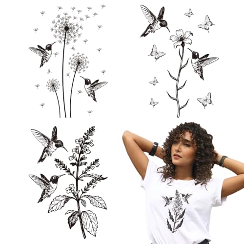 arricraft 4 Blätter Kolibri Pflanzen Eisen auf Aufklebern, schwarze Vogel Löwenzahnen Blumen Druck Transfer Aufkleber Aufkleber für DIY T-Shirt Familien Kleidung Hut Dekoration Applique arricraft 4 Blätter Kolibri Pflanzen Eisen auf Aufklebern, schwarze Vogel Löwenzahnen Blumen Druck Transfer Aufkleber Aufkleber für DIY T-Shirt Familien Kleidung Hut Dekoration Applique von arricraft