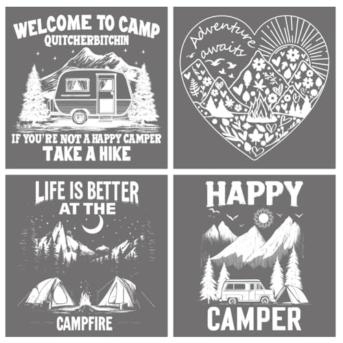 arricraft 4 Blatt Camping Themen Sticker Aus Stoff Zum Aufbügeln Wärmeübertragungsaufkleber Mit Weißen Bergen Und Waldmotiven Für Selbstgemachte T Shirts Rucksäcke Familien Kleidung Hüte Dekoration arricraft 4 Blatt Camping Themen Sticker Aus Stoff Zum Aufbügeln Wärmeübertragungsaufkleber Mit Weißen Bergen Und Waldmotiven Für Selbstgemachte T Shirts Rucksäcke Familien Kleidung Hüte Dekoration von arricraft