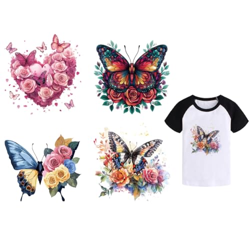 arricraft 4 Stück Aufnäher Zum Aufbügeln Bügelbild Mit Herz Rose Schmetterling Bunt Wärmeübertragungsaufkleber Waschbare PET Flicken Für DIY Kleidungsdekor Rucksackbezüge arricraft 4 Stück Aufnäher Zum Aufbügeln Bügelbild Mit Herz Rose Schmetterling Bunt Wärmeübertragungsaufkleber Waschbare PET Flicken Für DIY Kleidungsdekor Rucksackbezüge von arricraft