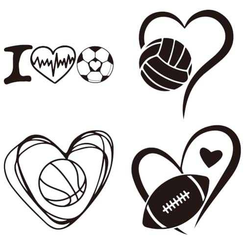 arricraft 4 Styles Sportball Aufnäher Zum Aufbügeln Ballspiel Liebhaber Wärmeübertragungsaufkleber Waschbare PET Patches Für DIY Kleidung Hut Jeans Jacke Dekor 9.05 Zoll (23cm) Lang von arricraft