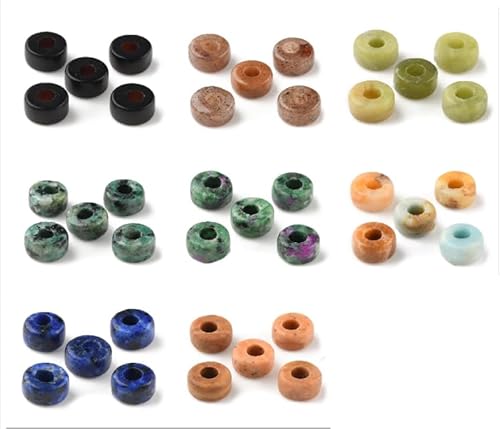 arricraft 48 Stück 8 Farben Natürliche Flache Säulensteinperlen, Verschiedene Bunte Jaspis-Edelsteinperlen, Amazonit-Perlen, Jade-Perlen, Natursteinperlen, Gebetsperlen Für Die Herstellung arricraft 48 Stück 8 Farben Natürliche Flache Säulensteinperlen, Verschiedene Bunte Jaspis-Edelsteinperlen, Amazonit-Perlen, Jade-Perlen, Natursteinperlen, Gebetsperlen Für Die Herstellung von arricraft