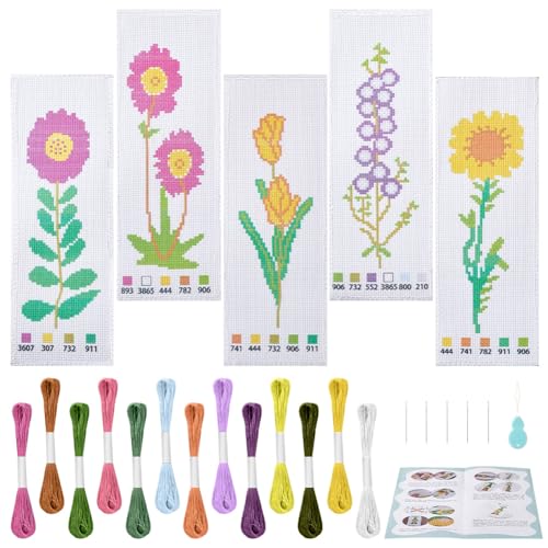 arricraft 5 Set Kreuzstich Lesezeichen Sets Mit Blumenmotiv Stick Lesezeichen Set Zum Selbermachen Mit Sonnenblumen Tulpen Motiv Gestempelt Mit Fäden Und Nadeln Kreuzstich Set Für Anfänger arricraft 5 Set Kreuzstich Lesezeichen Sets Mit Blumenmotiv Stick Lesezeichen Set Zum Selbermachen Mit Sonnenblumen Tulpen Motiv Gestempelt Mit Fäden Und Nadeln Kreuzstich Set Für Anfänger von arricraft