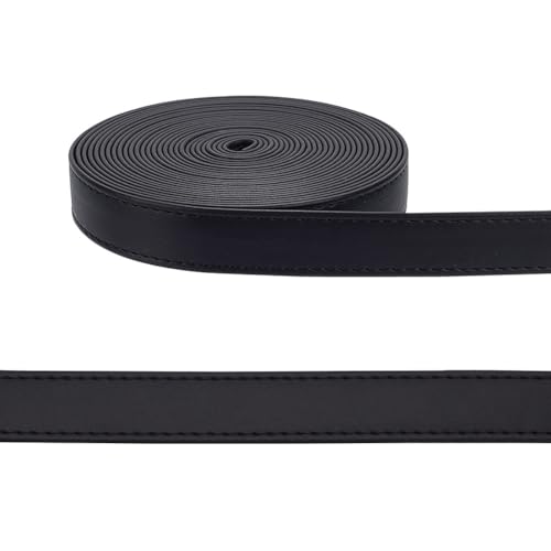 arricraft 5.47 Yards (5 m) Flache Lederbänder Zum Basteln, 20 mm Breiter Schwarzer PU-Kunstleder-Schnur-Kanten-Näh-PU-Lederstreifen Für DIY-Taschenriemen, Kleidung, Schmuck, Kunst von arricraft