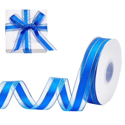arricraft 50 Yards Blaues Polyesterband 1 Zoll Breites Goldgestreiftes Weiches Satinband Aus Stoff Für Geschenkverpackungen Zubehör DIY Bastelarbeiten Weihnachtsdekoration Blumenarrangement arricraft 50 Yards Blaues Polyesterband 1 Zoll Breites Goldgestreiftes Weiches Satinband Aus Stoff Für Geschenkverpackungen Zubehör DIY Bastelarbeiten Weihnachtsdekoration Blumenarrangement von arricraft