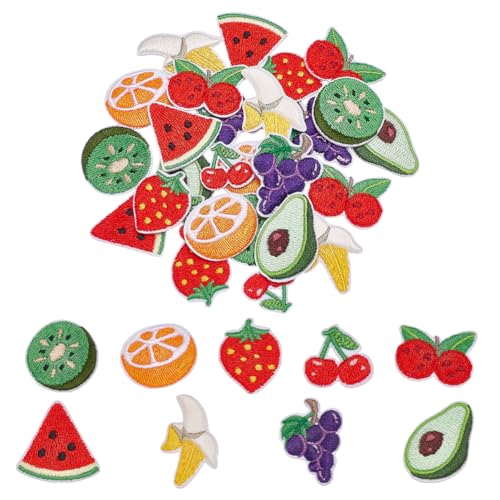 arricraft 54 Stück Obst-Aufnäher zum Aufbügeln, Banane, Kirsche, Avocado, Wassermelone, Erdbeere, Traube, Litschi, Orange, Kiwi, bestickte Applikationen für Kleidung, DIY-Zubehör, Kleidung, Dekoration arricraft 54 Stück Obst-Aufnäher zum Aufbügeln, Banane, Kirsche, Avocado, Wassermelone, Erdbeere, Traube, Litschi, Orange, Kiwi, bestickte Applikationen für Kleidung, DIY-Zubehör, Kleidung, Dekoration von arricraft