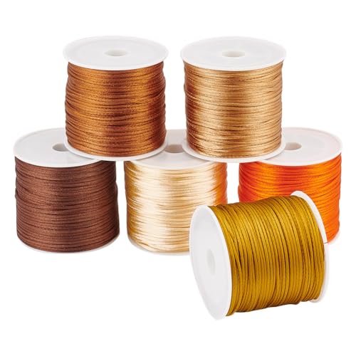 arricraft 6 Rolle 1mm Nylonschnur Für Armbänder 32.8 Yards (30 m) 6 Farben Chinesische Knüpfschnur Satin Rattail Schnur Perlenfaden Schnur Für Halskette Schmuck Makramee Trim Herstellung von arricraft