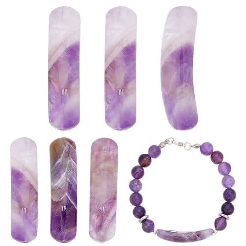 arricraft 6 Stück Gebogene Stein Verbindungsanhänger 1.4 Zoll Rechteckige Glieder Amethyst Edelsteinperlen Lose Abstandsperlen Zur Schmuckherstellung Ohrringe Basteln Armbänder Halsketten von arricraft