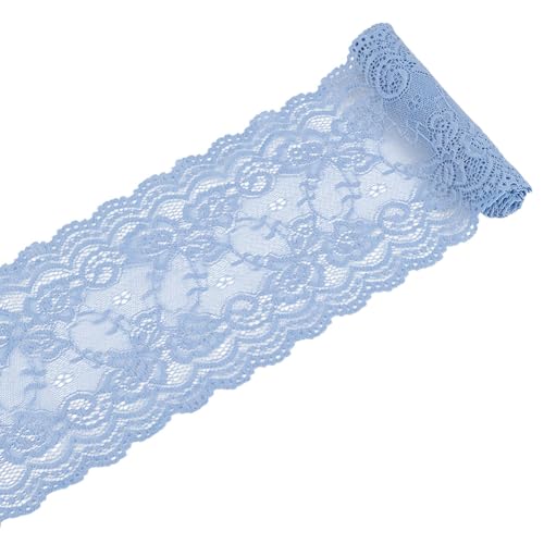 arricraft 6 Yard Stickerei Spitzenbesatzband 5 7/8 Zoll (15cm) Breites Spitzenband Aus Polyester Mit Ösen Kornblumenblau Blumenförmiges Spitzenband Zur Verzierung von Hochzeitskleidern von arricraft