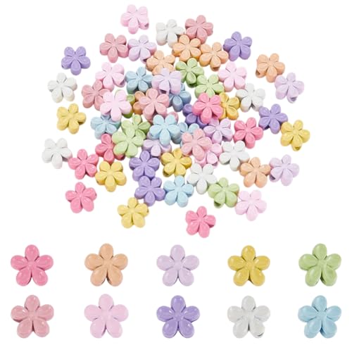 arricraft 60 Stück 10 Farben Zinklegierung Zufällige Mehrfarbige Fünfblättrige Blumenperlen Metall Emaille Abstandshalter Mit Blumenmotiv Lose Perlen Für Valentinstag Freundschaftsarmbänder Halsketten von arricraft