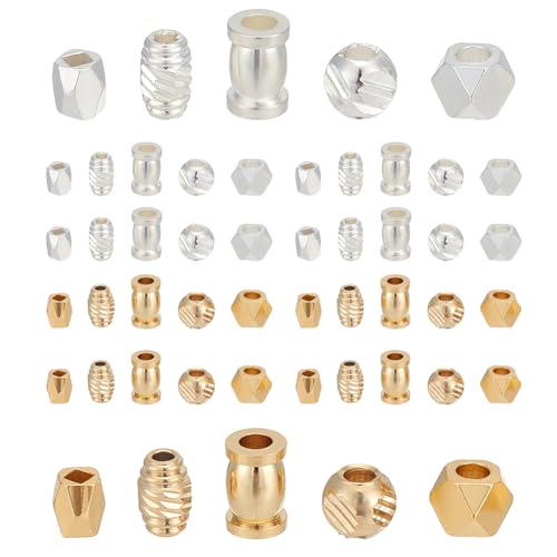 arricraft 60 Stück Abstandshalter aus Messing, 10 Stile, goldene und silberfarbene Spalten, rund, facettiert, Abstandshalter für Ohrringe, Armbänder, Halsketten, Basteln, Schmuckherstellung arricraft 60 Stück Abstandshalter aus Messing, 10 Stile, goldene und silberfarbene Spalten, rund, facettiert, Abstandshalter für Ohrringe, Armbänder, Halsketten, Basteln, Schmuckherstellung von arricraft