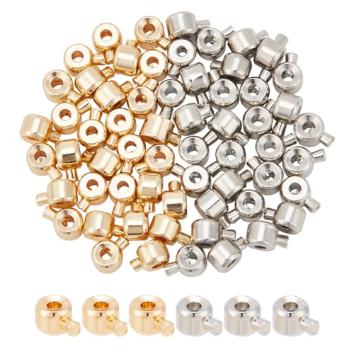 arricraft 60 Stück Messing-Quetschperlen, 2 Farben Echte 14 Karat Vergoldete Unregelmäßige Crimp-Charms, Langlebige Plattierte Spacer-Rondelle-Säulen-Crimpperlen Für Schmuckzubehör arricraft 60 Stück Messing-Quetschperlen, 2 Farben Echte 14 Karat Vergoldete Unregelmäßige Crimp-Charms, Langlebige Plattierte Spacer-Rondelle-Säulen-Crimpperlen Für Schmuckzubehör von arricraft