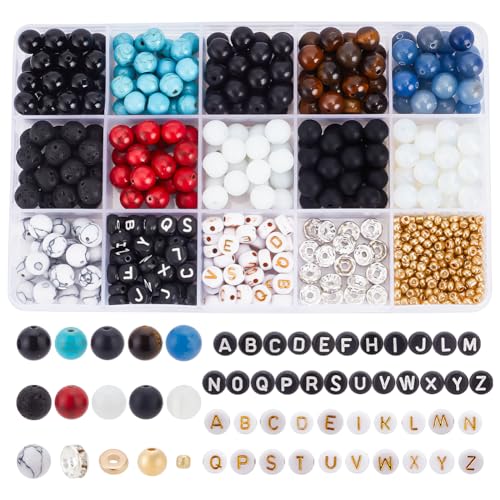 arricraft 618 Stück Set zur Herstellung von Armbändern, Bunte Natürliche Und Synthetische Steinperlen, Strass-Abstandshalter, Lose Perlen, Rocailles, Buchstabenperlen, Halskette, Armband Für Anfänger arricraft 618 Stück Set zur Herstellung von Armbändern, Bunte Natürliche Und Synthetische Steinperlen, Strass-Abstandshalter, Lose Perlen, Rocailles, Buchstabenperlen, Halskette, Armband Für Anfänger von arricraft