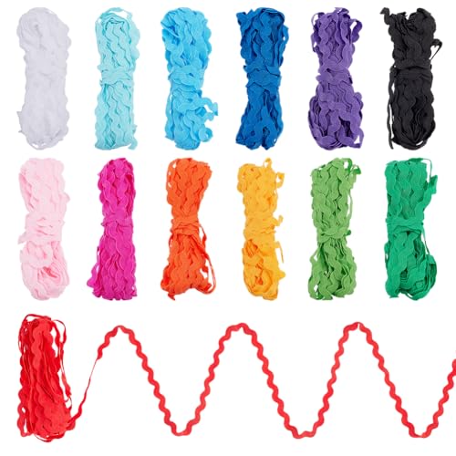 arricraft 71 Yards IC Rac Wave Bending Fringe Trim Ribbon 13 Farbe 0.25(1) cm Breites Polyester Wellenband Zum Nähen Einfassen Beschneiden Für Vorhänge Decken Zum Aufhängen von Teppichen Kleidung von arricraft