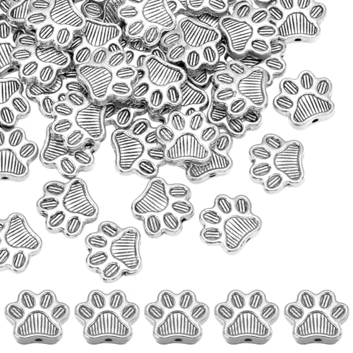arricraft 82 Stück Pfotenabdruck Perlen Silberfarbene Tibetische Legierungsperlen Mit Hundepfotenabdruck Und Großem Loch Abstandsperlen Für Hundewelpenpfoten Zur Herstellung von Armbändern arricraft 82 Stück Pfotenabdruck Perlen Silberfarbene Tibetische Legierungsperlen Mit Hundepfotenabdruck Und Großem Loch Abstandsperlen Für Hundewelpenpfoten Zur Herstellung von Armbändern von arricraft
