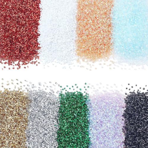 arricraft 9 Set 180g Knusprige Bingsu Perlen Für Schmale Schillernde Weiche Strohröhrenperlen 9 Farben 3D Glitzer Kunststoff Perlen Groß Für Zuhause Hochzeit DIY Bastelbedarf von arricraft