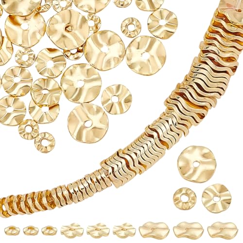 arricraft 90 Stück 3 Größen 14 Karat vergoldete gewellte Messingperlen lose Perlen, flache runde tibetische Metallperlen für DIY Handwerk Armbänder Halsketten Schmuckherstellung Zubehör Zubehör arricraft 90 Stück 3 Größen 14 Karat vergoldete gewellte Messingperlen lose Perlen, flache runde tibetische Metallperlen für DIY Handwerk Armbänder Halsketten Schmuckherstellung Zubehör Zubehör von arricraft