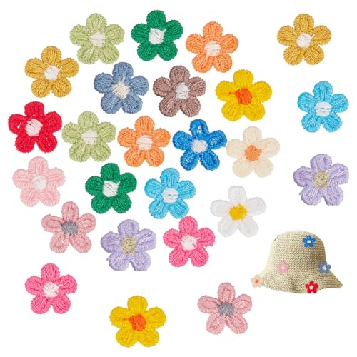 arricraft 96 Stück 16 Farben Mini Blumen Aufbügler Aus Stoff 15mm (0.59 Zoll) Stickerei Näh Applikationen Für DIY Kleidung Kleider Taschen Schuhe Dekorationszubehör von arricraft