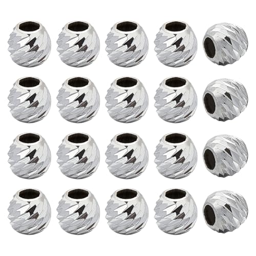 arricraft Abstandshalter aus 925er-Sterlingsilber, 4 mm, rund, strukturierte Kugel, Großloch, Abstandshalter, Perlen für Bastelarbeiten, Armbänder, Halsketten, Ohrringe, Schmuckherstellung, 20 Stück arricraft Abstandshalter aus 925er-Sterlingsilber, 4 mm, rund, strukturierte Kugel, Großloch, Abstandshalter, Perlen für Bastelarbeiten, Armbänder, Halsketten, Ohrringe, Schmuckherstellung, 20 Stück von arricraft