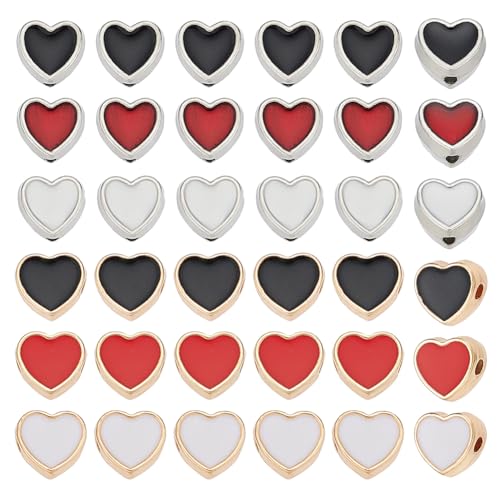 arricraft Abstandshalter in Herzform, Emaille, bunt, hellvergoldet, Herz-Abstandshalter, Perlen für Bastelarbeiten, Halsketten, Armbänder, Schmuckherstellung, Zubehör, 90 Stück von arricraft