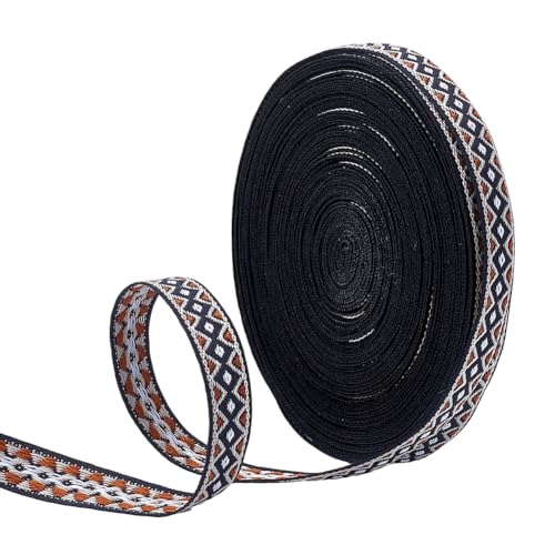 arricraft Besticktes Jacquardband Im Vintage Stil 16.6 Yard 0.5 Zoll Stoff Nähen Gewebtes Band Dekorbesatz Ethnisch Besticktes Band Für DIY Kleidungszubehör Dekoration Schwarz von arricraft