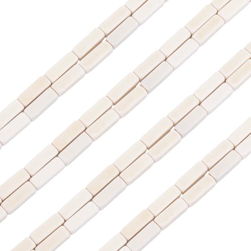 arricraft Ca. 120 Stück Synthetische Türkisfarbene Rechteckige Röhrenperlen Florale Weiße 4x13mm Rechteckige Säulenperlen Quaderförmige Edelsteinperlen Lose Stränge Für Die Herstellung von arricraft