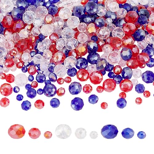 arricraft Ca. 450 Stück Briolette Kristallglasperlen Zur Schmuckherstellung 4mm 6mm 8mm ab Farbig Plattierte Perlen Facettierte Rondell Kristallperlen Für Die Herstellung von Armbändern von arricraft