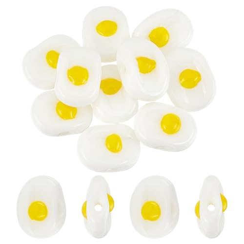 arricraft Ca. 60 Stück Handgefertigte Spiegelei Perlen. 14x10mm Goldene Lampwork Glasperlen Cartoon Kochen Lebensmittelperlen Für Halsketten Armbänder Ohrringe Freundschaftsschmuck Basteln arricraft Ca. 60 Stück Handgefertigte Spiegelei Perlen. 14x10mm Goldene Lampwork Glasperlen Cartoon Kochen Lebensmittelperlen Für Halsketten Armbänder Ohrringe Freundschaftsschmuck Basteln von arricraft