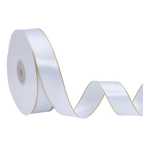 arricraft Doppelseitiges Satinband Mit Goldrand Weiß 45 Yards Durchgehendes Polyesterband Breite Stoffbänder Zum Verpacken von Geschenken Basteln Weihnachtsdekoration Blumenarrangement arricraft Doppelseitiges Satinband Mit Goldrand Weiß 45 Yards Durchgehendes Polyesterband Breite Stoffbänder Zum Verpacken von Geschenken Basteln Weihnachtsdekoration Blumenarrangement von arricraft