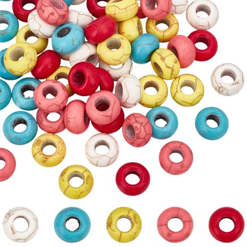 arricraft Edelsteinperlen Mit Großem Loch Zur Schmuckherstellung 60 Stück 5 Farben Gefärbte Synthetische Türkisfarbene Europäische Perlen Aus Naturstein Rondelle Lose Perlen Für DIY Armbänder arricraft Edelsteinperlen Mit Großem Loch Zur Schmuckherstellung 60 Stück 5 Farben Gefärbte Synthetische Türkisfarbene Europäische Perlen Aus Naturstein Rondelle Lose Perlen Für DIY Armbänder von arricraft