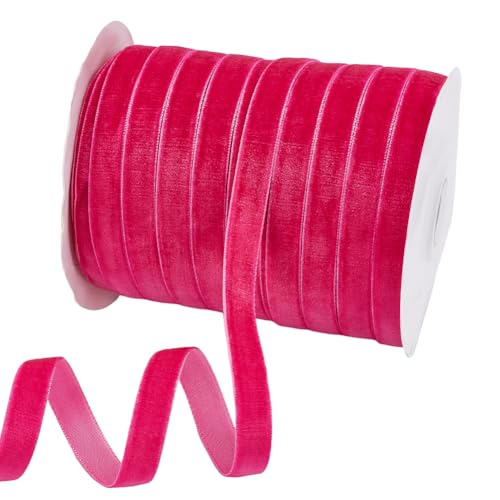 arricraft Einseitiges Weihnachts-Samtband, 1,9 cm breit, rosa Samtband, Rolle für Hochzeit, Geschenkverpackung, Haarschleifen, Blumen, Dekoration, 50 m arricraft Einseitiges Weihnachts-Samtband, 1,9 cm breit, rosa Samtband, Rolle für Hochzeit, Geschenkverpackung, Haarschleifen, Blumen, Dekoration, 50 m von arricraft