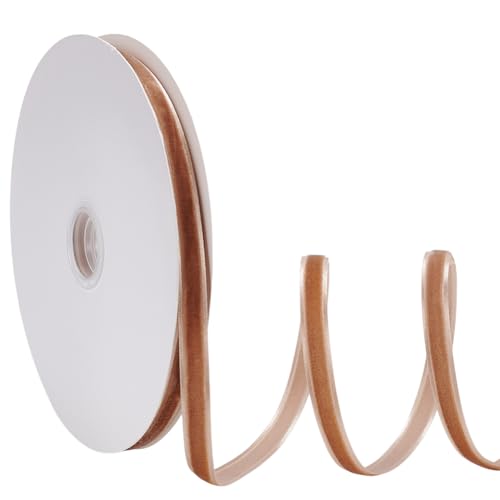 arricraft Einseitiges rosa Samtband, 10 mm, Satinband, Rolle für Hochzeit, Geschenkverpackung, Samtstoff, Haarschleifen, Blumenarrangements, Heimdekoration (dunkelbraun) von arricraft