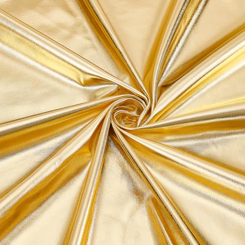 arricraft Goldfarbener Polyesterstoff, Gold-Satin-Stoffe, glänzend, metallisch, Stretch-Polyester-Spandex-Stoff für Bastelarbeiten, Bekleidungszubehör, 2,18 m von arricraft