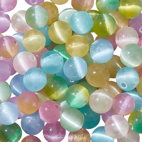 arricraft Natürliche Selenitperlen 100 Stück 10 Farbe Runde Lose Perlen Selenit Gipsperlen Kristall Abstandshalterperlen Für DIY Armbänder Halsketten Schmuckherstellung Handwerk von arricraft