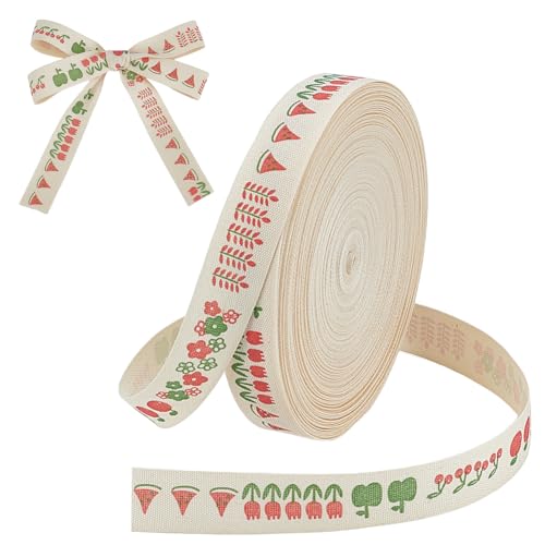 arricraft Natürliches Band mit Obst und Blumen, 1,5 cm breit, Baumwollbänder zum Nähen, Vintage-Heimdekoration, Geschenkverpackung, Haarschleife, Geburtstagszubehör, 20 m arricraft Natürliches Band mit Obst und Blumen, 1,5 cm breit, Baumwollbänder zum Nähen, Vintage-Heimdekoration, Geschenkverpackung, Haarschleife, Geburtstagszubehör, 20 m von arricraft