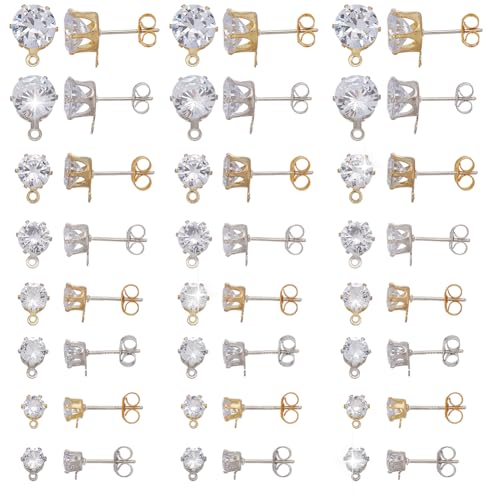 arricraft Ohrstecker aus 925er-Sterlingsilber, mit Schlaufen, Zirkonia-Ohrstecker-Set mit Reibungs-Ohrmuttern für Frauen, DIY-Ohrringe, Schmuckherstellung, 48 Stück, 8 Stile arricraft Ohrstecker aus 925er-Sterlingsilber, mit Schlaufen, Zirkonia-Ohrstecker-Set mit Reibungs-Ohrmuttern für Frauen, DIY-Ohrringe, Schmuckherstellung, 48 Stück, 8 Stile von arricraft