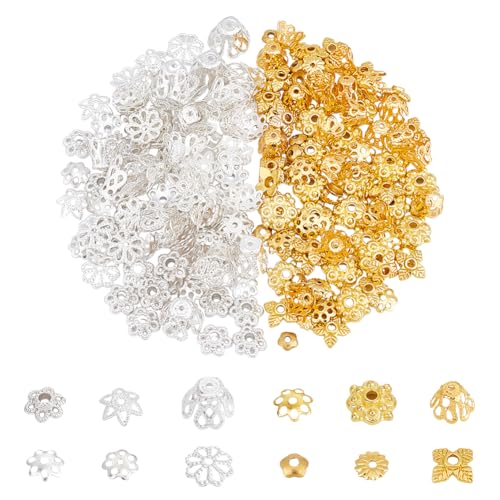arricraft Perlenkappen In Blumenform, Metall, 240 Stück, 12 Stile Goldene Und Silberne Perlenendkappen Legierung Eisen Messing Abstandsperlen Kappen Tibetische Bali Stil Perlen arricraft Perlenkappen In Blumenform, Metall, 240 Stück, 12 Stile Goldene Und Silberne Perlenendkappen Legierung Eisen Messing Abstandsperlen Kappen Tibetische Bali Stil Perlen von arricraft