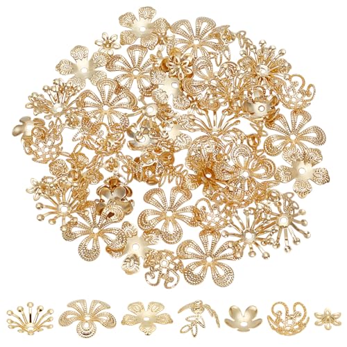 arricraft Perlenkappen Mit Blumenmotiv Echt 70 Karat Vergoldet 24 Stück 7 Stil Gold Messing Blumenperlen Enden Lose Spacer Florale Perlenkappen Zur Schmuckherstellung Halskette Ohrringe arricraft Perlenkappen Mit Blumenmotiv Echt 70 Karat Vergoldet 24 Stück 7 Stil Gold Messing Blumenperlen Enden Lose Spacer Florale Perlenkappen Zur Schmuckherstellung Halskette Ohrringe von arricraft