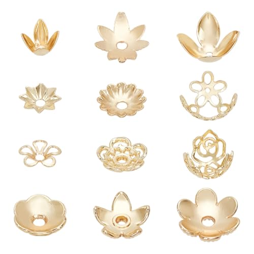arricraft Perlenkappen Mit Blumenmotiv Echt 96 Karat Vergoldet 14 Stück 12 Stil Gold Messing Langlebige Perlen Endkappen Floral Spacer Perlen Kappen Für DIY Handwerk Ohrring Halskette arricraft Perlenkappen Mit Blumenmotiv Echt 96 Karat Vergoldet 14 Stück 12 Stil Gold Messing Langlebige Perlen Endkappen Floral Spacer Perlen Kappen Für DIY Handwerk Ohrring Halskette von arricraft
