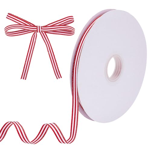 arricraft Rot-weiß gestreiftes Band, 10 mm, gewebte, gerippte Textur, Polyester, Ripsband, Rolle für Geschenkverpackungen, DIY, Urlaub, Hochzeit, Party, Dekoration arricraft Rot-weiß gestreiftes Band, 10 mm, gewebte, gerippte Textur, Polyester, Ripsband, Rolle für Geschenkverpackungen, DIY, Urlaub, Hochzeit, Party, Dekoration von arricraft