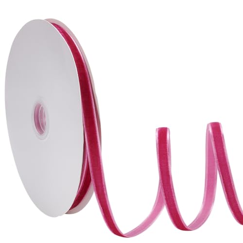 arricraft Samtband Einseitig 20 Yard Rosa 10mm Satinbandrolle Zum Verpacken von Hochzeitsgeschenken Samtstoff Haarschleifen Blumenarrangements Heimdekoration (Dunkelrosa) von arricraft