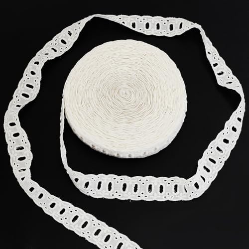 arricraft Spitzenband Baumwollspitzenbesatz 16 Yard 1 Zoll (26mm) Breites Besticktes Hohlspitzenband Mit Ösen Spitzenbesatz Für Brauthochzeitsdekoration Kleiderdekoration Nähhandwerk von arricraft