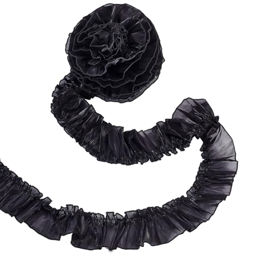 arricraft Spitzenband Mit Rüschen (91)8.75cm Schwarz 2 3/8 Zoll Gerüschtes Tüllstoffband Spitzenbesatzband Polyester Applikation Für Brauthochzeiten Dekorationen Nähen Kleidungsstückzubehör von arricraft