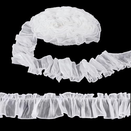 arricraft Spitzenband Mit Rüschen (91)8.75cm Weiß 2 3/8 Zoll Gerüschtes Tüllstoffband Spitzenbesatzband Polyester Applikation Für Brauthochzeiten Dekorationen Nähen Kleidungsstückzubehör von arricraft