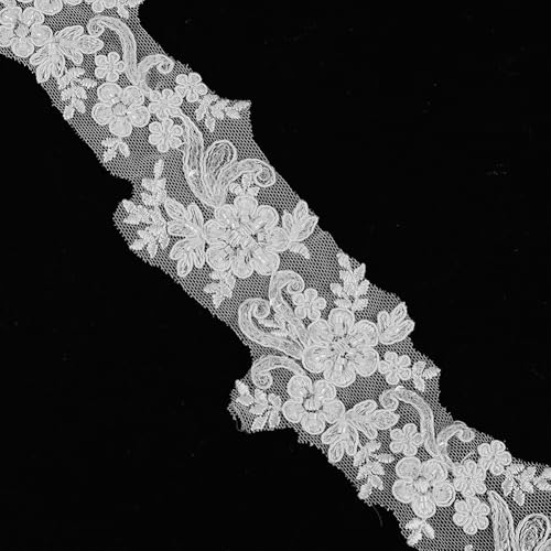 arricraft Spitzenband mit Perlen, bestickt, Blumenspitze, 63 mm, Blumenmuster, Häkelrand, Spitzenband mit Perlen, für Brautschmuck, Hochzeit, Blumenstrauß, Geschenkverpackung, Dekoration, 2 Meter von arricraft