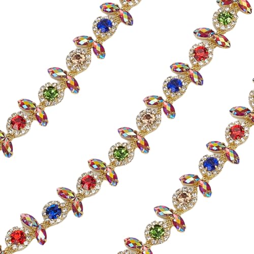 arricraft Strass-Kette, bunte Gliederkette, Kristallbesatz, Diamant-Ketten, Bekleidungszubehör, glitzerndes Band für Halskette, Hochzeit, Brautkostüm, Kleidung, Dekoration, 91 cm von arricraft