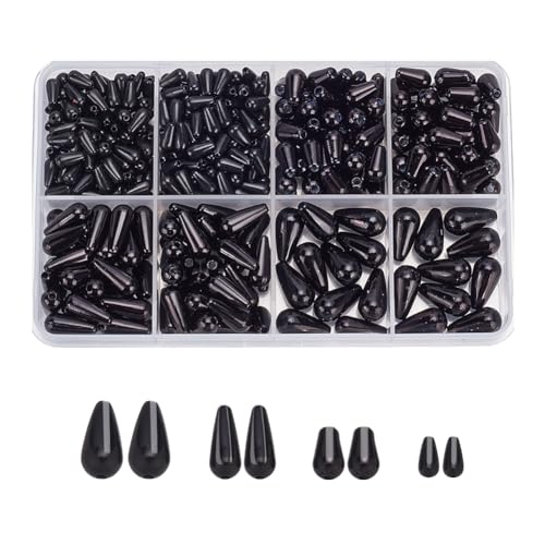 arricraft Tropfenperlen, 4 Stile, schwarzer ABS-Kunststoff, Wassertropfen-Imitationsperlen für selbstgemachte Ohrringe, Armbänder, Halsketten, Basteln, Schmuckherstellung, 110 Stück von arricraft
