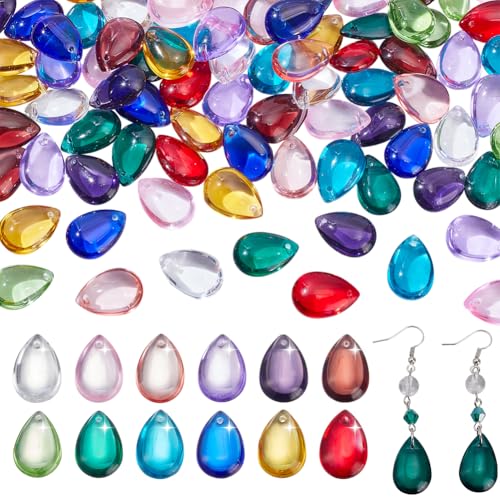 arricraft Tschechische Glasperlen in Tropfenform, handgefertigt, für Vorhänge, Türvorhänge, Trennwände, für selbstgemachte Halsketten, Schmuckherstellung, Möbelanhänger, Dekoration, 96 Stück arricraft Tschechische Glasperlen in Tropfenform, handgefertigt, für Vorhänge, Türvorhänge, Trennwände, für selbstgemachte Halsketten, Schmuckherstellung, Möbelanhänger, Dekoration, 96 Stück von arricraft
