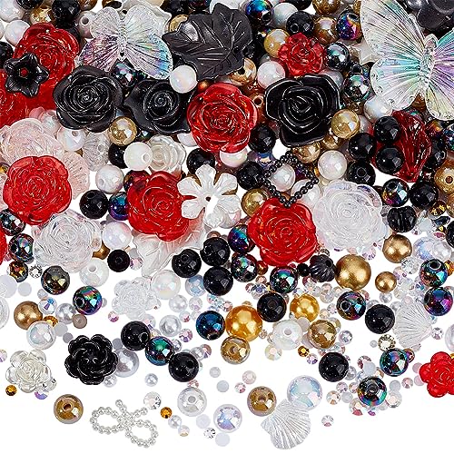 arricraft Verschiedene Acrylperlen-Charms, 9 Stile Blume/Schmetterling Halbrunde Cabochons Charms Gemischte Farben Perlen Für Telefondekoration Schmuckherstellung DIY Handwerk von arricraft