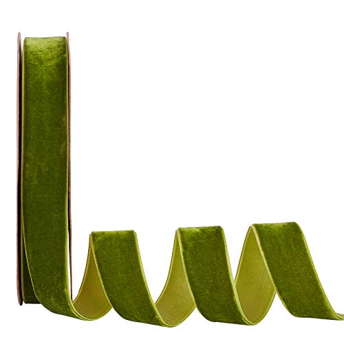 arricraft ca. 18m Samtband, 2.5 cm breit einseitig olivfarbenes Farbband dekorative Luftschlangen für Haarspange Zubehör Hochzeitsdekoration Geschenkverpackung von arricraft