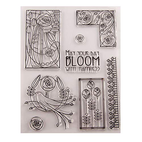 Bloom with Happiness Blumen Blumen Bordüre Eckrosen Klar Stempel für Karten Basteln Dekoration Klar Stempel oder Scrapbooking Papier Basteln Werkzeuge von arriettycraft